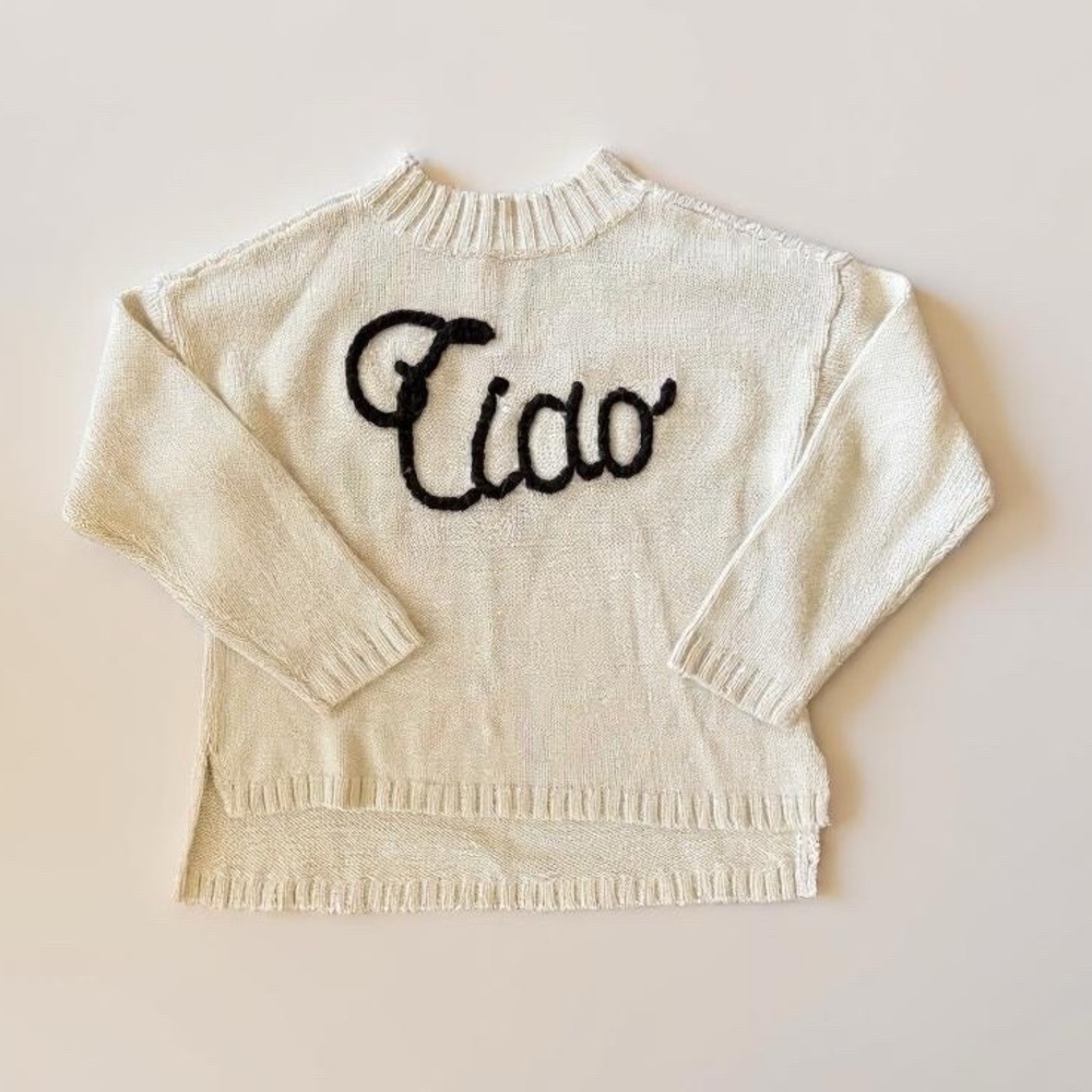 Wildfox Women’s Ciao Bella Sweater, Sz. XS, Ivory with Black, EUC!